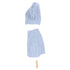 Women's Reformation Ethel Two Piece Top and Mini Skirt Set in Light Blue Linen