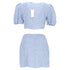 Women's Reformation Ethel Two Piece Top and Mini Skirt Set in Light Blue Linen