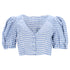 Women's Reformation Ethel Two Piece Top and Mini Skirt Set in Light Blue Linen