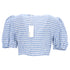 Women's Reformation Ethel Two Piece Top and Mini Skirt Set in Light Blue Linen