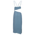 Women's Reformation Square Neck Cutout Midi Dress in Light Blue Viscose