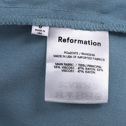 Women's Reformation Square Neck Cutout Midi Dress in Light Blue Viscose