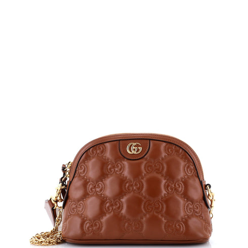 Dome Chain Zip Shoulder Bag GG Matelasse Leather Small