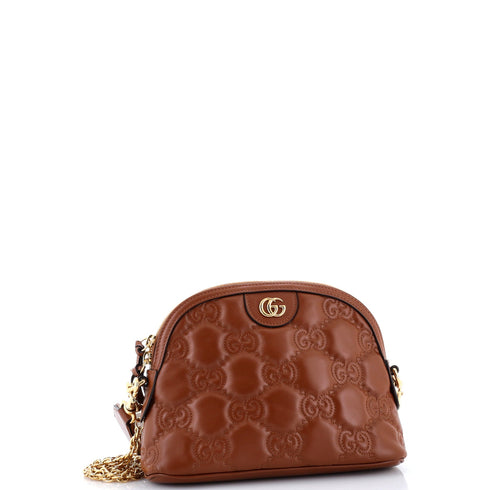 Dome Chain Zip Shoulder Bag GG Matelasse Leather Small