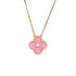 Vintage Alhambra Pendant Necklace 18K Rose Gold and Pink Sevres Porcelain with Diamond