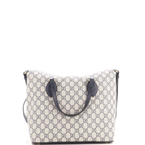 Signature Fold Over Tote GG Coated Canvas with Leather Medium