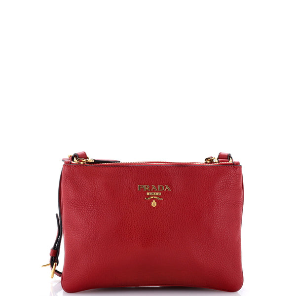 Double Zip Crossbody Bag Vitello Daino Small