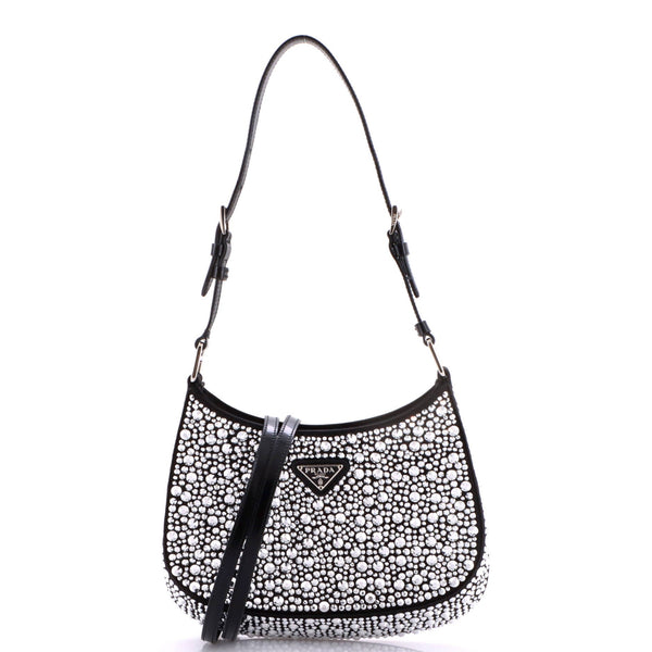 Cleo Shoulder Bag Crystal Embellished Satin Small