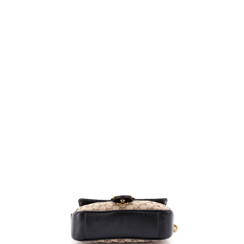 GG Marmont Flap Bag Diagonal Quilted GG Canvas with Leather Small