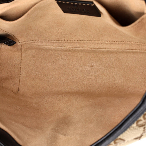 GG Marmont Flap Bag Diagonal Quilted GG Canvas with Leather Small