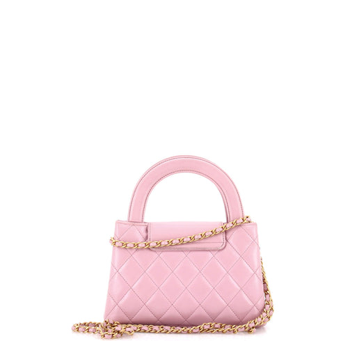 Kelly Top Handle Shopping Bag Quilted Shiny Aged Calfskin Mini