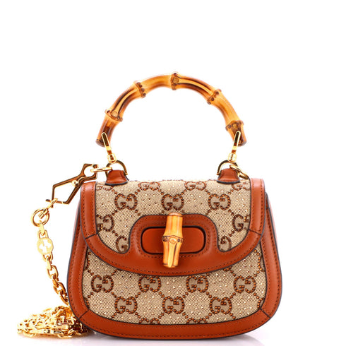 Bamboo 1947 Top Handle Bag Crystal Embellished GG Canvas Mini