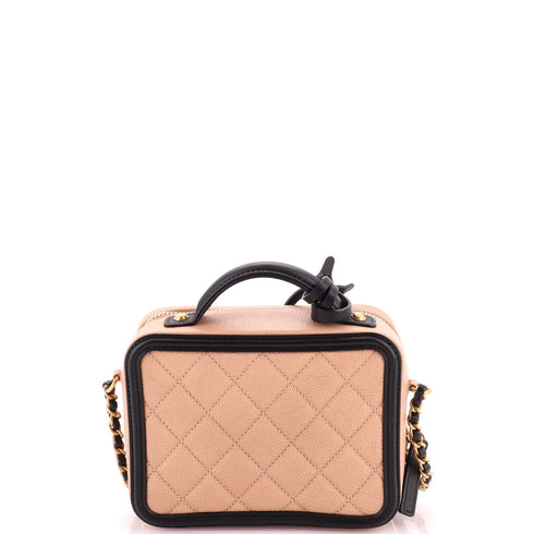 Filigree Vanity Case Quilted Caviar Small
