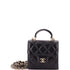 Square Classic Flap Top Handle Clutch with Chain Quilted Lambskin