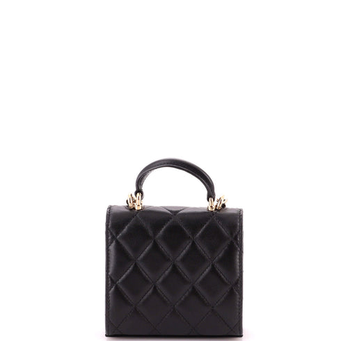 Square Classic Flap Top Handle Clutch with Chain Quilted Lambskin