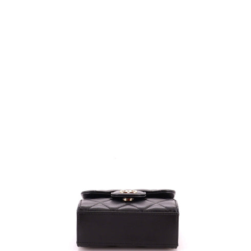 Square Classic Flap Top Handle Clutch with Chain Quilted Lambskin
