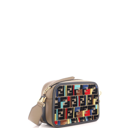 F is Fendi Camera Bag Leather and Zucca Velvet Small