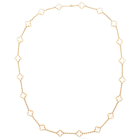 Vintage Alhambra 20 Motifs Necklace 18K Yellow Gold and Mother of Pearl