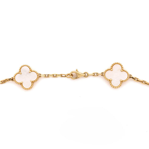 Vintage Alhambra 20 Motifs Necklace 18K Yellow Gold and Mother of Pearl