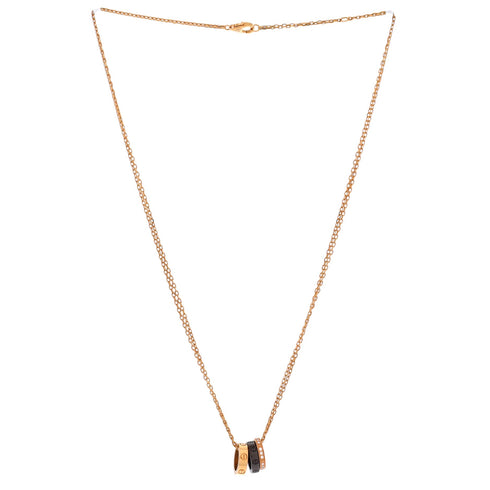 Love 3 Ring Pendant Necklace 18K Rose Gold and Ceramic with Diamonds
