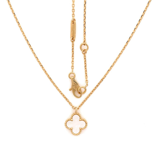 Sweet Alhambra Pendant Necklace 18K Yellow Gold and Mother of Pearl