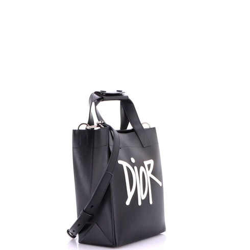 Dior x Shawn Stussy D-Dior Tote Leather with Applique Small