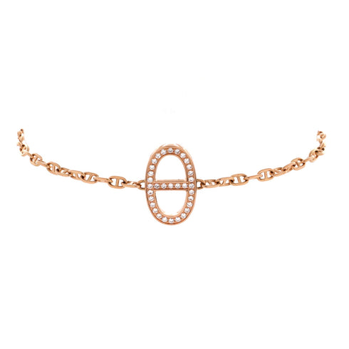 Chaine d'Ancre Contour Bracelet 18K Rose Gold with Diamonds