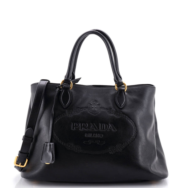 Embossed Logo Convertible Open Tote Glace Calf Medium