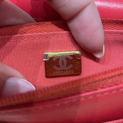 Lacquered Metal CC Wallet on Chain Quilted Lambskin