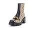Women's Interlocking G Lug Sole Ankle Boots GG Coated Canvas with Leather