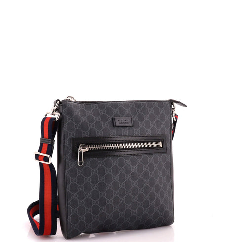 Web Strap Front Zip Messenger Bag GG Coated Canvas Medium