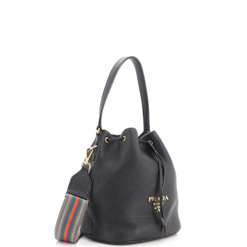 Dual Strap Top Handle Bucket Bag Vitello Daino Small