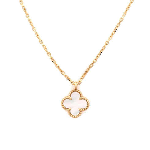 Sweet Alhambra Pendant Necklace 18K Yellow Gold and Mother of Pearl