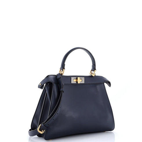 Peekaboo Bag Rigid Leather with Zucca Velvet Interior Regular