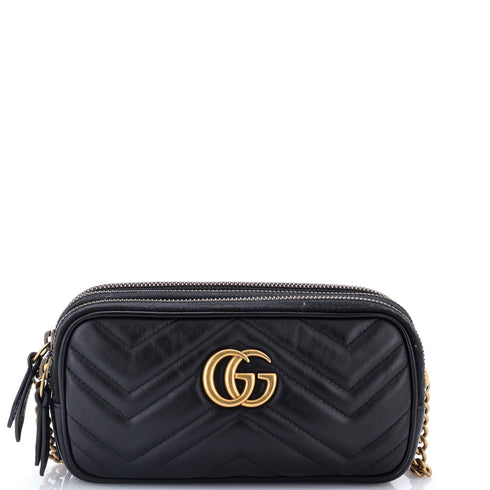 GG Marmont Triple Zip Chain Bag Matelasse Leather Mini