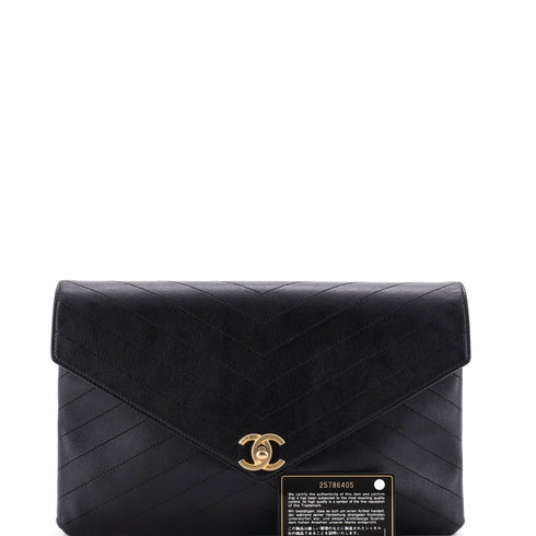 Coco Chevron Flap Clutch Stitched Calfskin