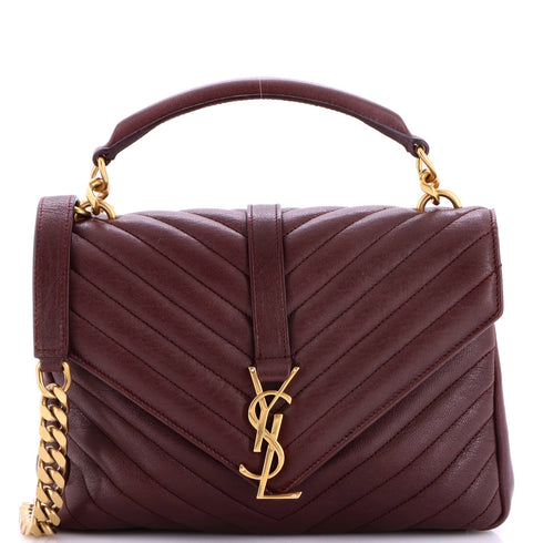 Classic Monogram College Bag Matelasse Chevron Leather Medium