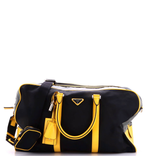 Convertible Duffle Bag Re-Nylon with Saffiano Leather Large
