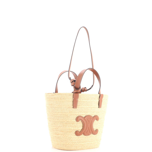 Classic Panier Tote Raffia and Leather Teen