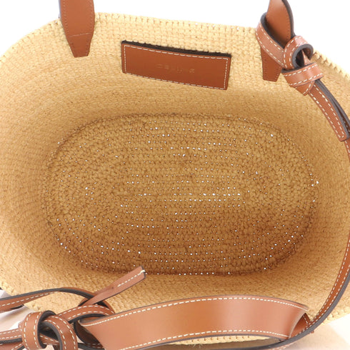 Classic Panier Tote Raffia and Leather Teen