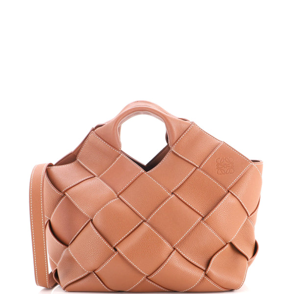 Woven Basket Bag Leather Small