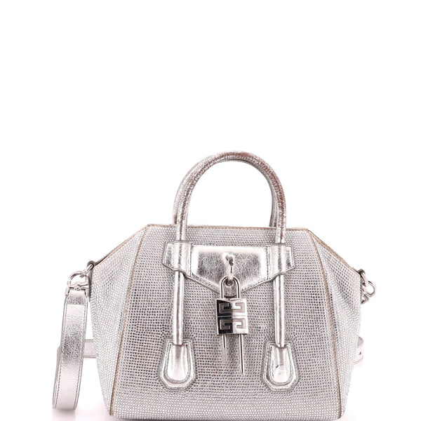 Antigona Lock Bag Crystal Embellished Satin Mini