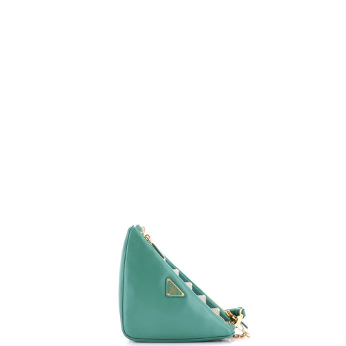 Double Symbole Triangle Bag Leather and Jacquard Mini