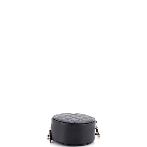 Round Clutch with Chain Quilted Caviar Mini