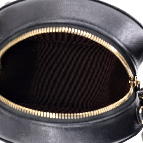 Round Clutch with Chain Quilted Caviar Mini