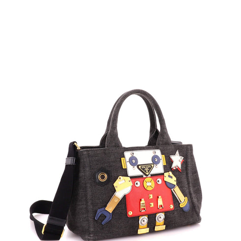Robot Convertible Tote Embellished Denim Mini