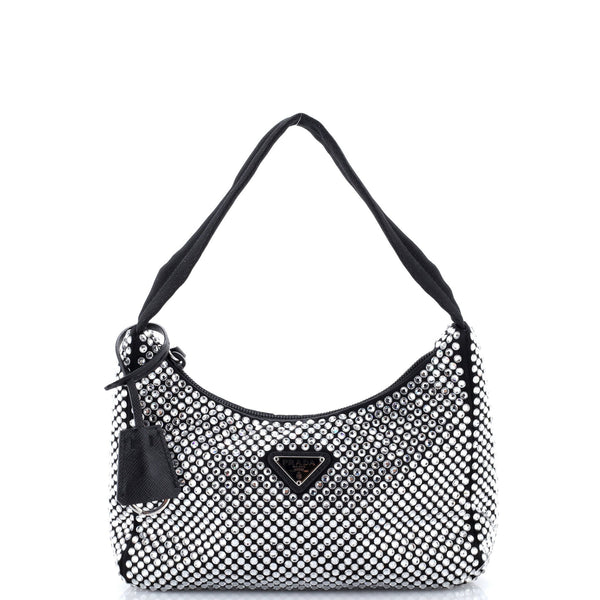 Re-Edition 2000 Hobo Crystal Embellished Satin Mini