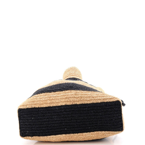 Flamenco Knot Clutch Striped Raffia Small