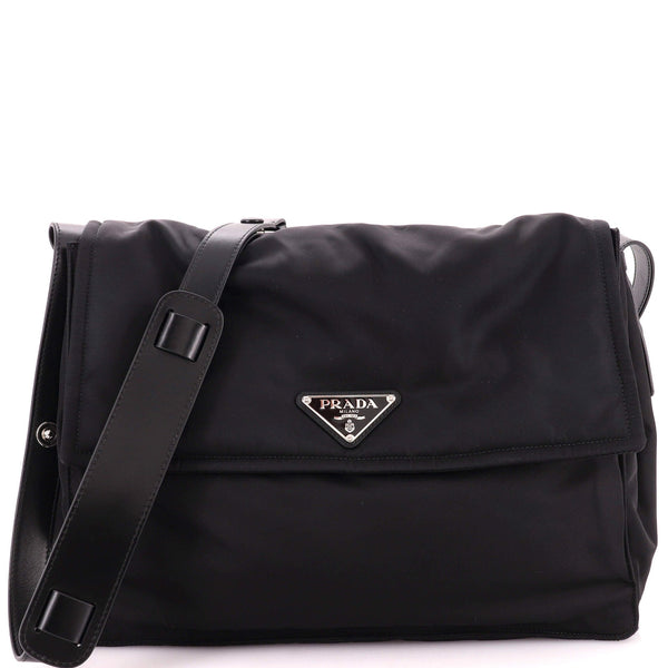 Padded Flap Shoulder Bag Re-Nylon Large