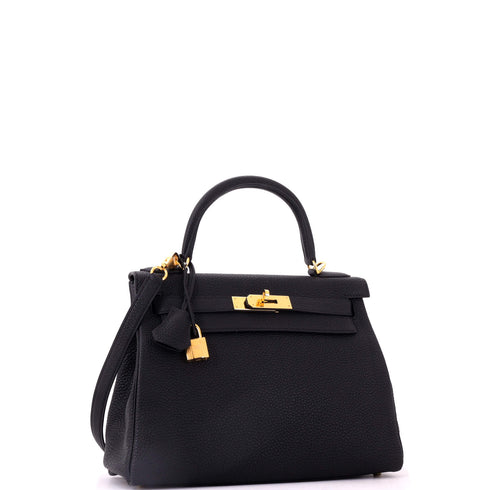 Kelly Handbag Noir Togo with Gold Hardware 28